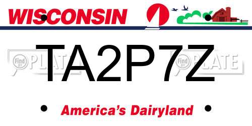 TA2P7Z Wisconsin License Plate
