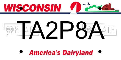 TA2P8A Wisconsin License Plate