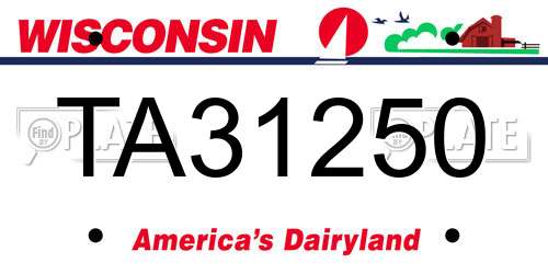 TA31250 Wisconsin License Plate