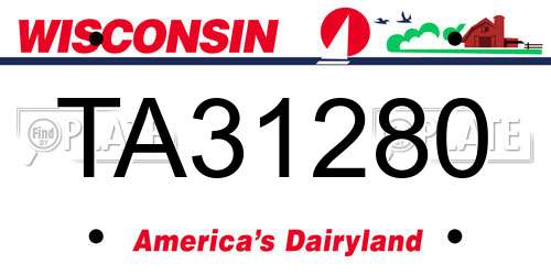 TA31280 Wisconsin License Plate