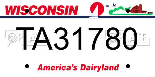 TA31780 Wisconsin License Plate