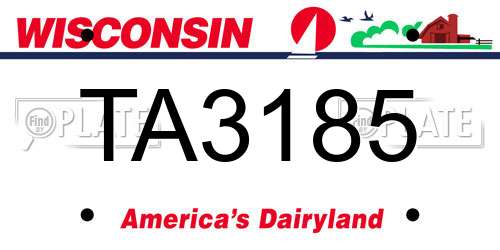 TA3185 Wisconsin License Plate