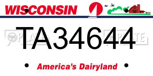 TA34644 Wisconsin License Plate