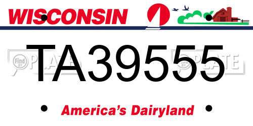 TA39555 Wisconsin License Plate