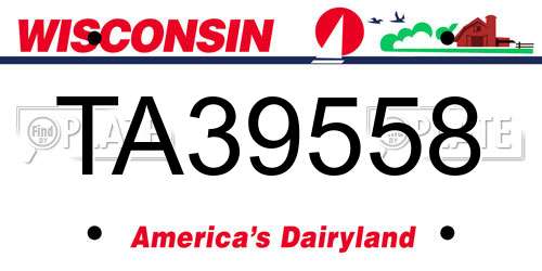 TA39558 Wisconsin License Plate