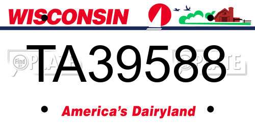 TA39588 Wisconsin License Plate