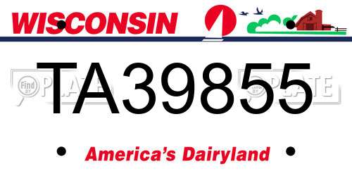 TA39855 Wisconsin License Plate