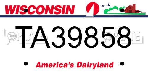 TA39858 Wisconsin License Plate