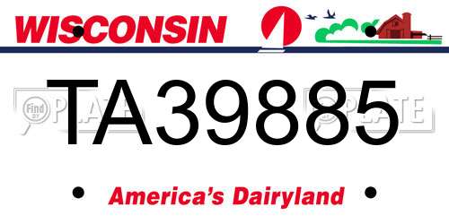 TA39885 Wisconsin License Plate