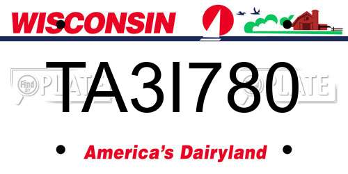TA3I780 Wisconsin License Plate