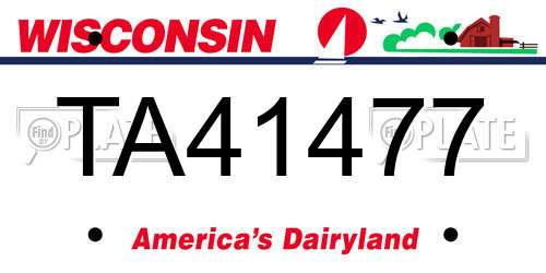TA41477 Wisconsin License Plate