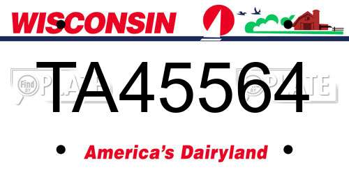 TA45564 Wisconsin License Plate