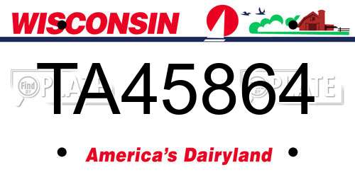 TA45864 Wisconsin License Plate