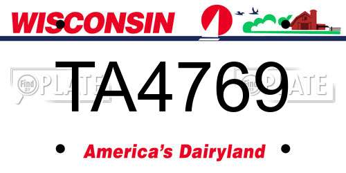 TA4769 Wisconsin License Plate