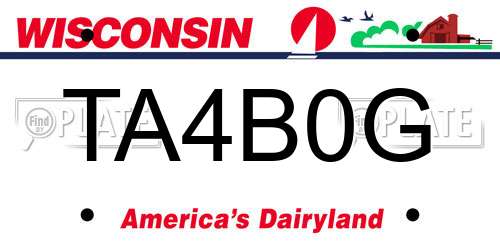 TA4B0G Wisconsin License Plate