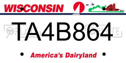 TA4B864 Wisconsin License Plate