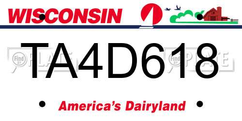 TA4D618 Wisconsin License Plate