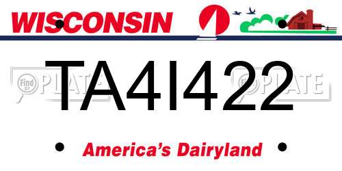 TA4I422 Wisconsin License Plate