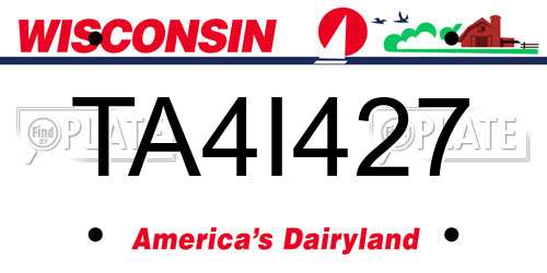 TA4I427 Wisconsin License Plate