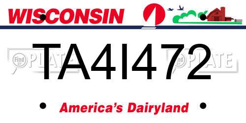 TA4I472 Wisconsin License Plate