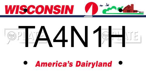 TA4N1H Wisconsin License Plate