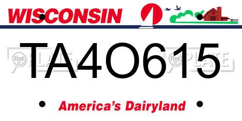 TA4O615 Wisconsin License Plate