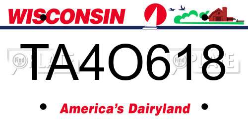 TA4O618 Wisconsin License Plate