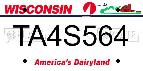 TA4S564 Wisconsin License Plate