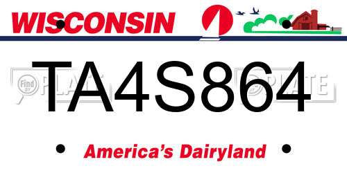 TA4S864 Wisconsin License Plate