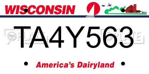 TA4Y563 Wisconsin License Plate