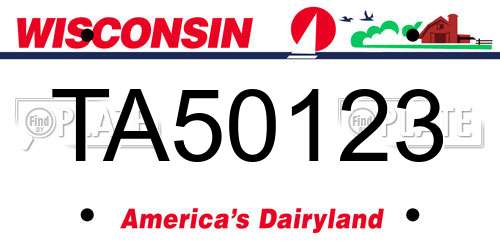 TA50123 Wisconsin License Plate