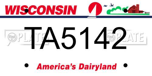 TA5142 Wisconsin License Plate