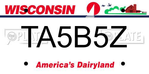 TA5B5Z Wisconsin License Plate