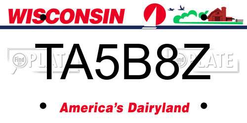 TA5B8Z Wisconsin License Plate