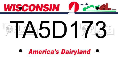 TA5D173 Wisconsin License Plate