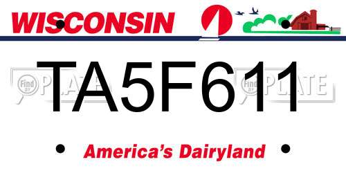 TA5F611 Wisconsin License Plate