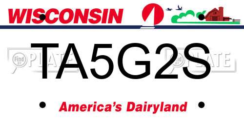 TA5G2S Wisconsin License Plate