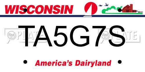 TA5G7S Wisconsin License Plate