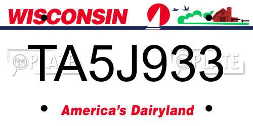 TA5J933 Wisconsin License Plate