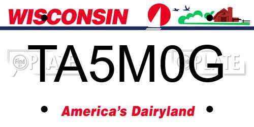 TA5M0G Wisconsin License Plate