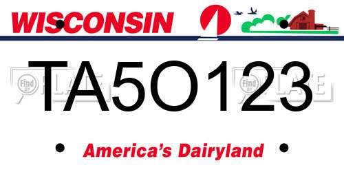 TA5O123 Wisconsin License Plate