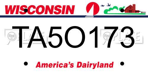 TA5O173 Wisconsin License Plate
