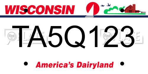 TA5Q123 Wisconsin License Plate