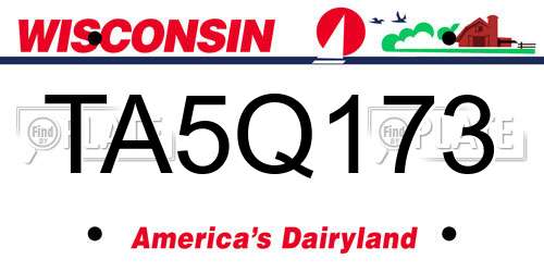 TA5Q173 Wisconsin License Plate