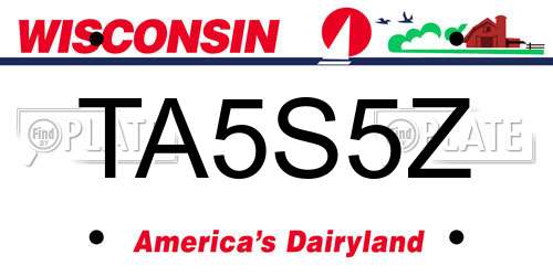 TA5S5Z Wisconsin License Plate