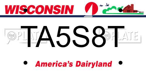 TA5S8T Wisconsin License Plate