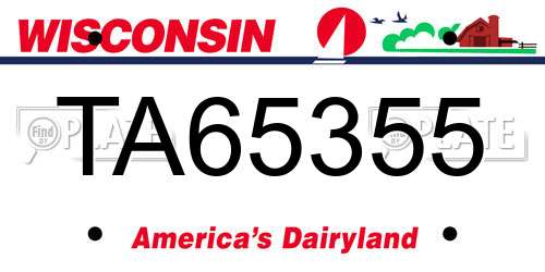 TA65355 Wisconsin License Plate