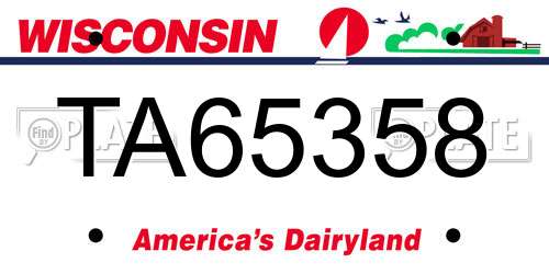TA65358 Wisconsin License Plate