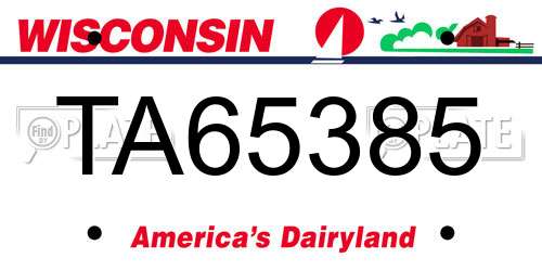 TA65385 Wisconsin License Plate
