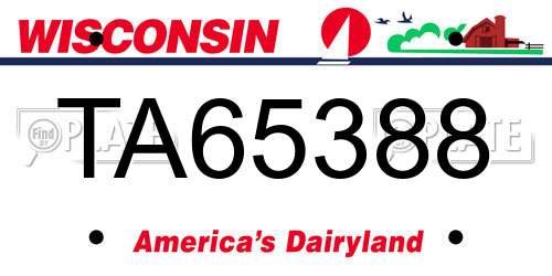 TA65388 Wisconsin License Plate